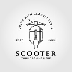 Moped scooter logo design. Retro scooter front view vector design.
