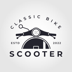scooter bike logo design. Retro scooter front view vector design.