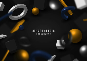 Abstract 3D geometric shape pattern decorative template.