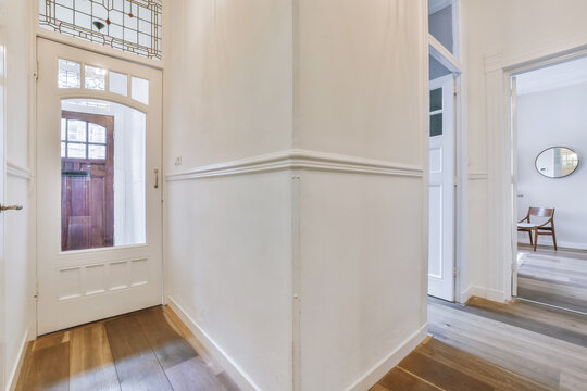 Interior of corridor with entrance door