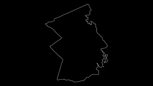 Flacq district map of Mauritius outline animation