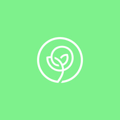 leaf plant logo vector icon line illustration