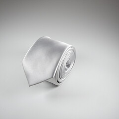 White polyester neck tie isolated on white background