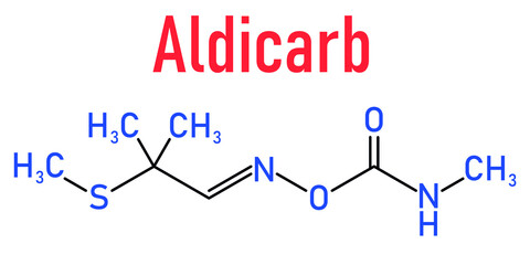 Aldicarb pesticide molecule. Skeletal formula.