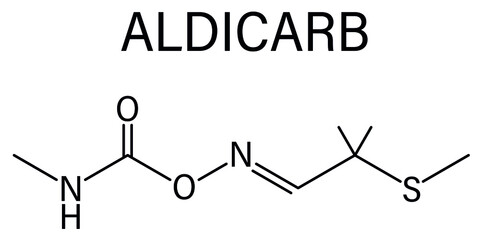 Aldicarb pesticide molecule. Skeletal formula.