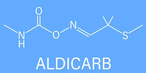 Aldicarb pesticide molecule. Skeletal formula.