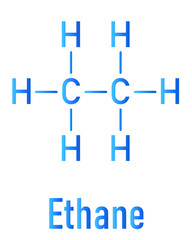 Ethane natural gas component molecule. Skeletal formula.
