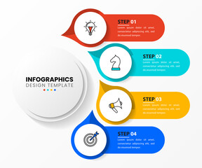 Infographic template with icons and 4 options or steps. Circle