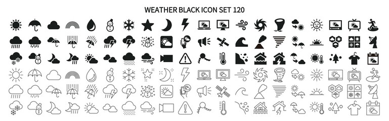 Fototapeta premium Simple icon set related to weather and disasters