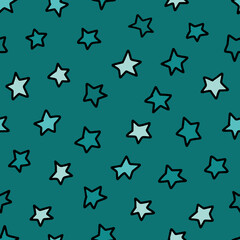 Vector seamless kids pattern with hand drawn stars. Stars for wallpaper and baby shower. vector illustration for children in calm colors.