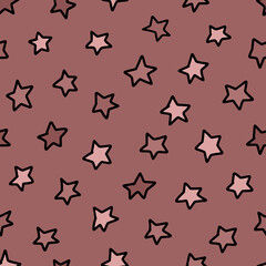 Vector seamless kids pattern with hand drawn stars. Stars for wallpaper and baby shower. vector illustration for children in calm colors.