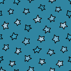 Vector seamless kids pattern with hand drawn stars. Stars for wallpaper and baby shower. vector illustration for children in calm colors.