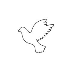 Flying dove a sign of peace line art vector icon for apps and websites