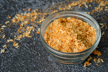 Dry soup tom yam. Tom kha kha. Thai soup. Coconut cream soup, shrimp, lemongrass chicken, galanga, lime, chili pepper soup