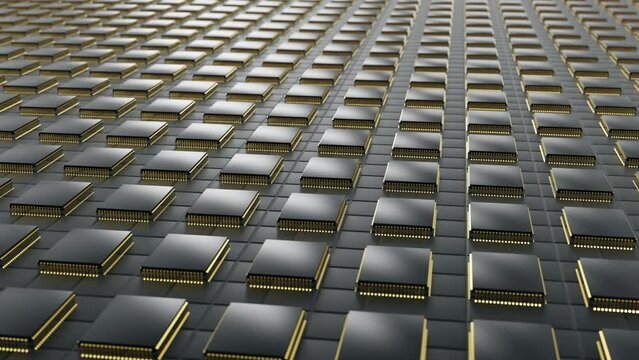 Conveyor in the production of serial production of semiconductor chips.