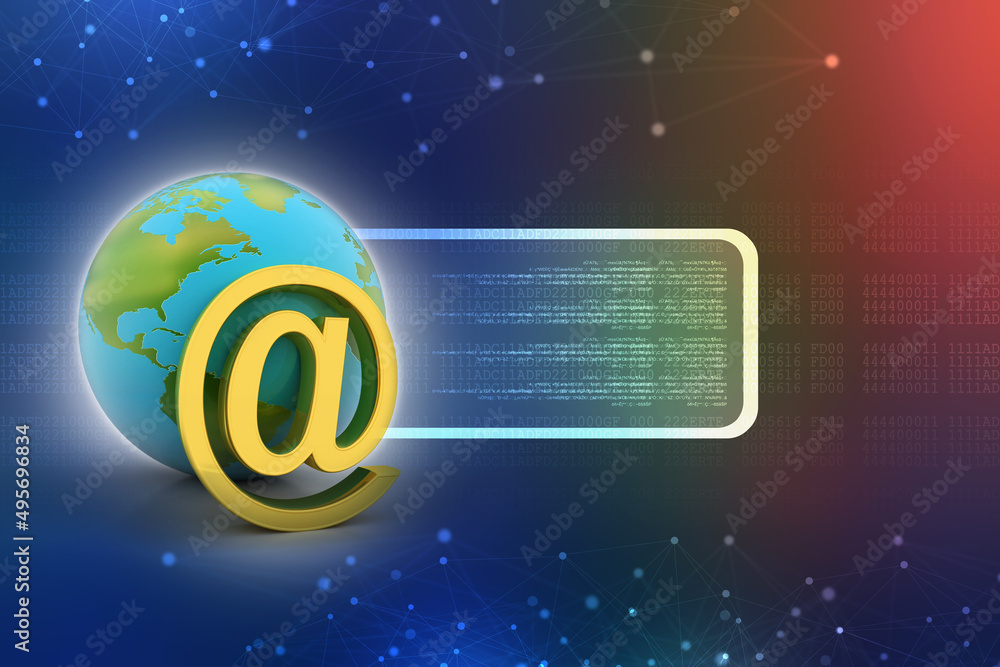 Poster 3d rendering e mail sign connect with world