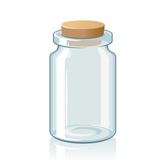 Transparent clear bottle with cork stopper isolated vector illustration