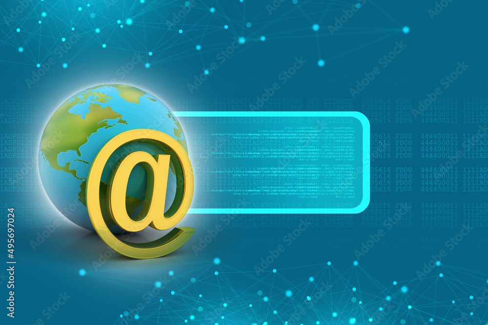Aufkleber 3d rendering e mail sign connect with world
