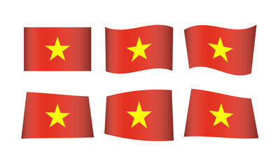 Vietnam Flag Vietnamese Flags National Symbol Banner Icon Vector Set Waving Stickers Wavy Hanoi Wave Flags Asia Asian South East Country State Day Emblem Realistic Flag Independence Culture 3D City