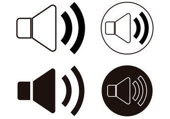 Icono negro de altavoz subiendo o bajando volumen. 