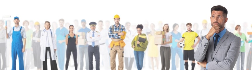 Puzzled man thinking about profession