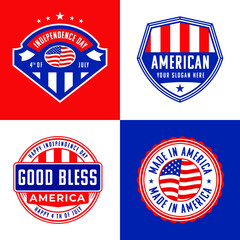 set of vintage american logo emblem badges