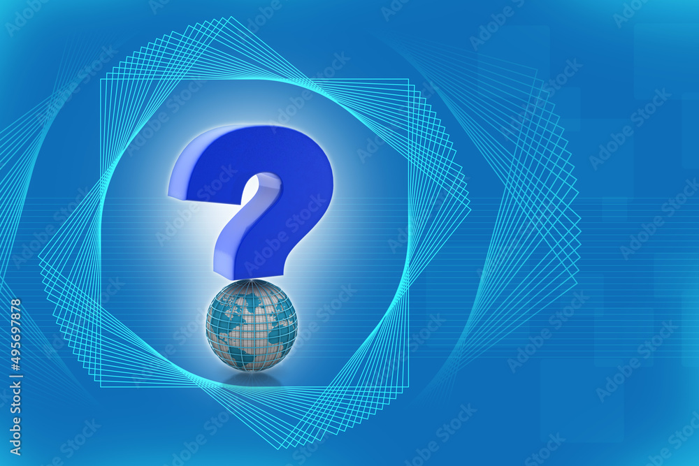 Aufkleber 3d rendering questionmark and globe