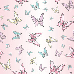 Vector butterfly seamless repeat pattern background.