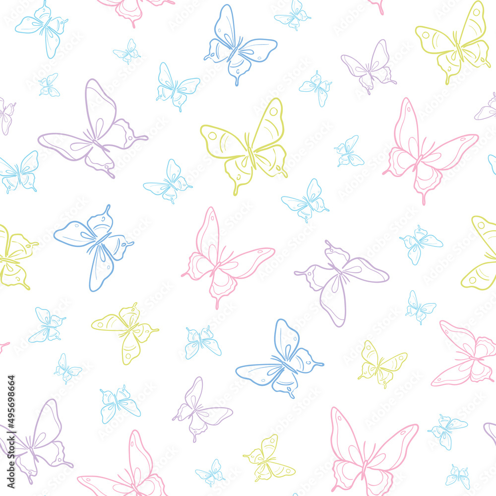 Poster Vector butterfly seamless repeat pattern background.