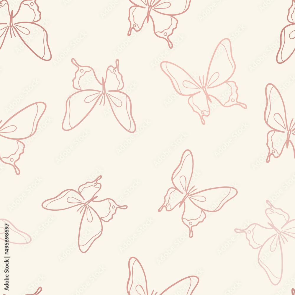 Poster Vector butterfly seamless repeat pattern background.