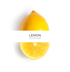 Creative layout made of lemon on the white background. Flat lay. Food concept. Macro  concept.