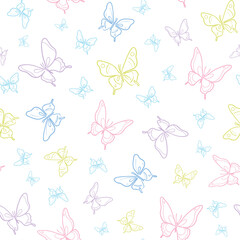 Vector butterfly seamless repeat pattern background.