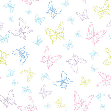 Vector butterfly seamless repeat pattern background.