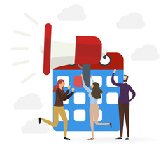 concept of important date, megaphone, calendar, vector illustration