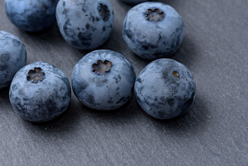 Harvested blueberry fruit (Slate Plate Background)