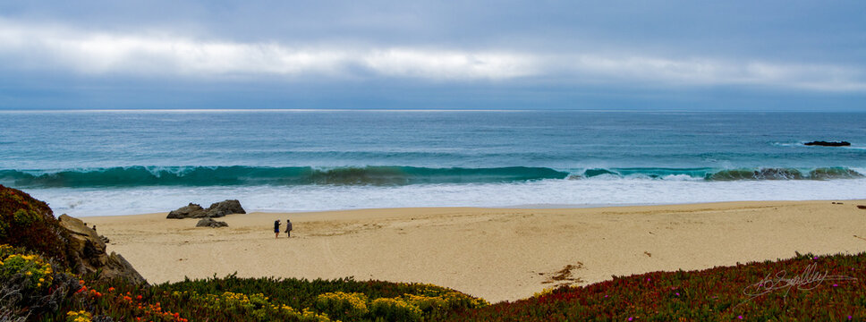 Panoramic shot of a sunny day on Garapata Beach, California