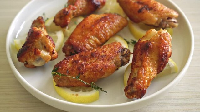 fried lemon pepper chicken wings with thyme