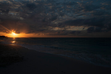 sunset or sunrise on the beach in turks and Caicos