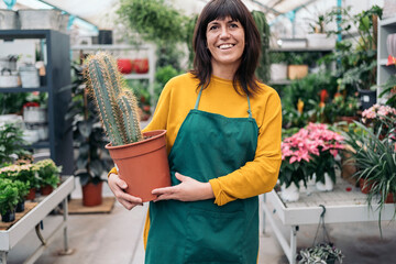 Beautiful Woman With Cactus Portrait