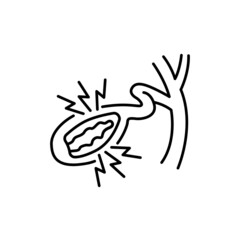 Cholesterosis gallbladder color line icon. Human diseases.