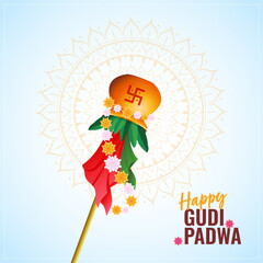 Happy Gudi Padwa celebration of India. illustration with decorated background