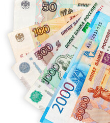 Obraz premium Banknotes of the Russian Federation. Russian money.