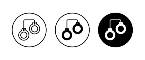 Handcuffs icon vector, sign, symbol, logo, illustration, editable stroke, flat design style isolated on white