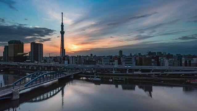 東京に朝日が昇る　タイムラプス