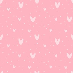 Seamless pattern with pink hearts. Vector illustration.