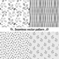 Set of seamless monochrome floral patterns.
For printing on textiles, paper and accessories.