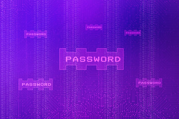 2d illustration abstract password digital binary data on computer screen