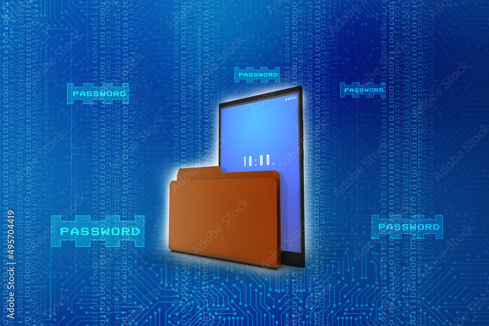 Poster 3d rendering mobile folder