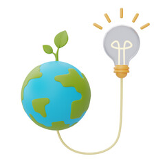 Alternative source of electricity concept with World globe and light bulb,eco friendly,clean energy,3d rendering.