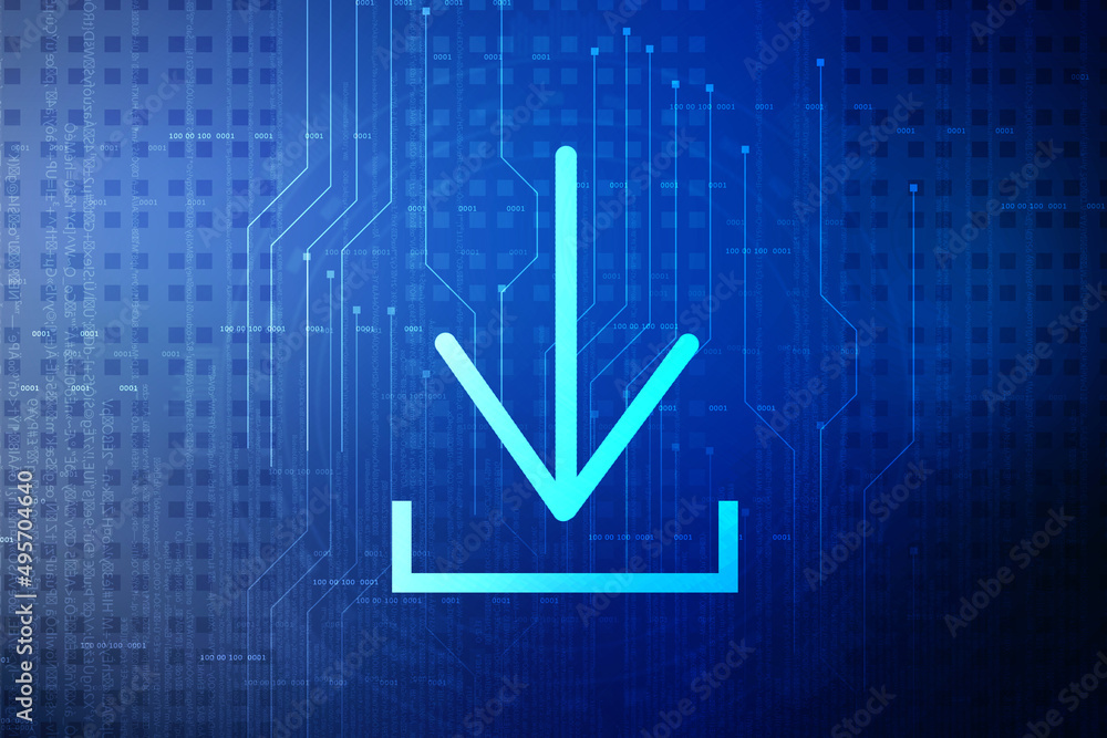 Poster 2d rendering downloading arrow icon